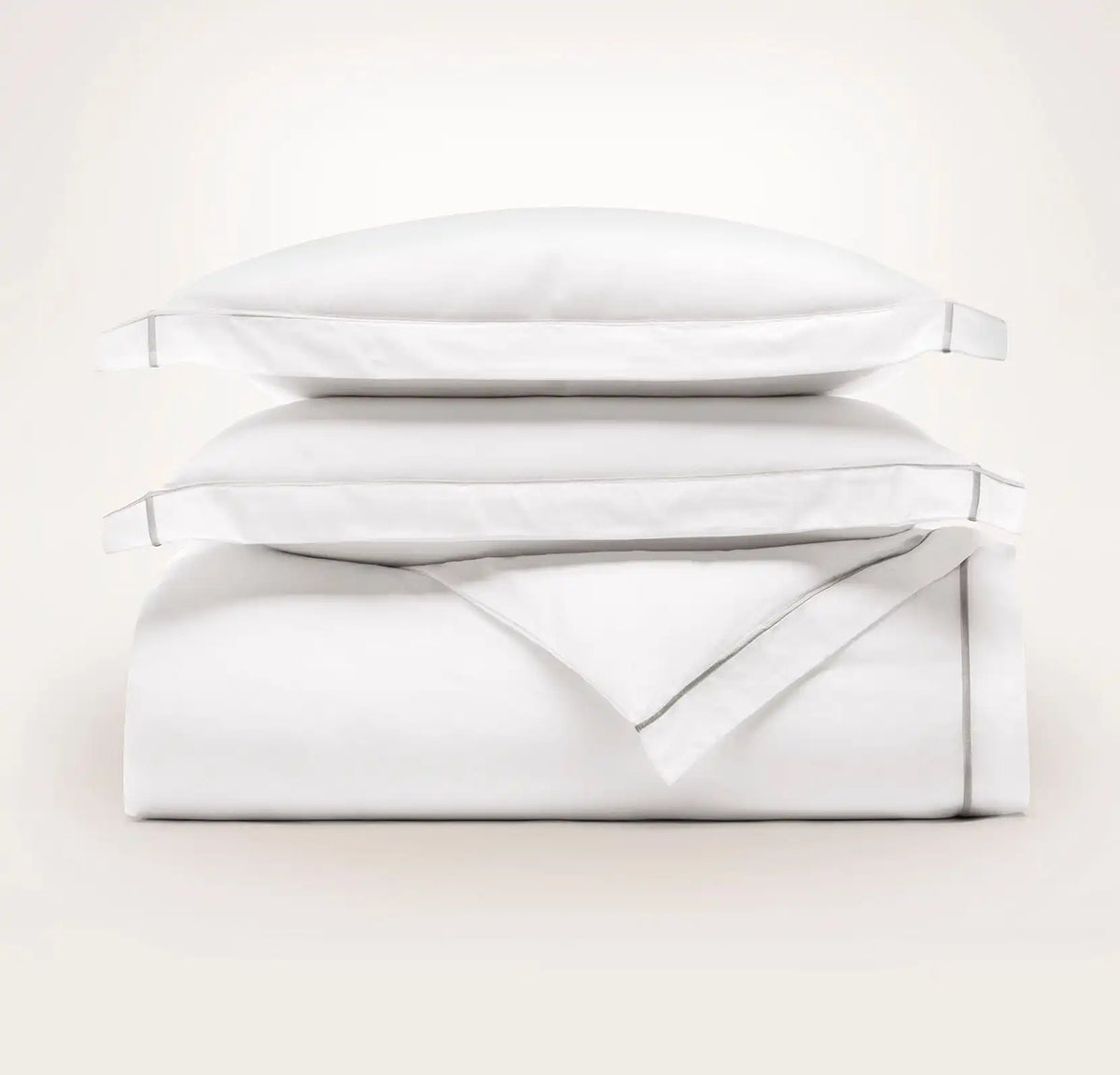 Percale Embellished Duvet Set - White/Oak Embroidered