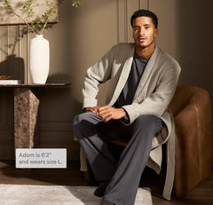 Waffle Robe - Pewter/Stone