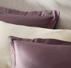 Percale Hemmed Duvet Set - Plum