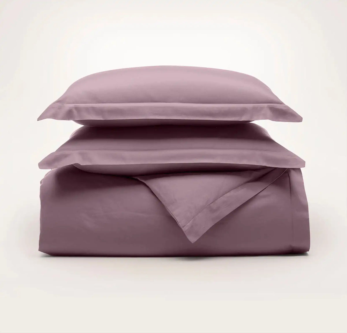 Percale Hemmed Duvet Set - Plum