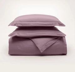 Percale Hemmed Duvet Set - Plum