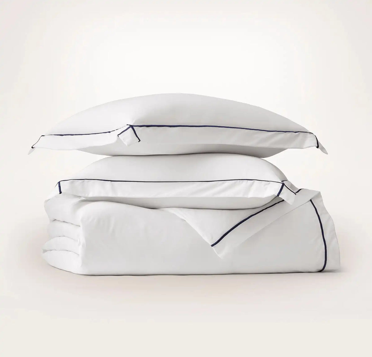 Signature Embellished Duvet Set - White/Coastal Navy Embroidered