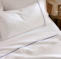 Signature Embellished Duvet Set - White/Coastal Navy Embroidered
