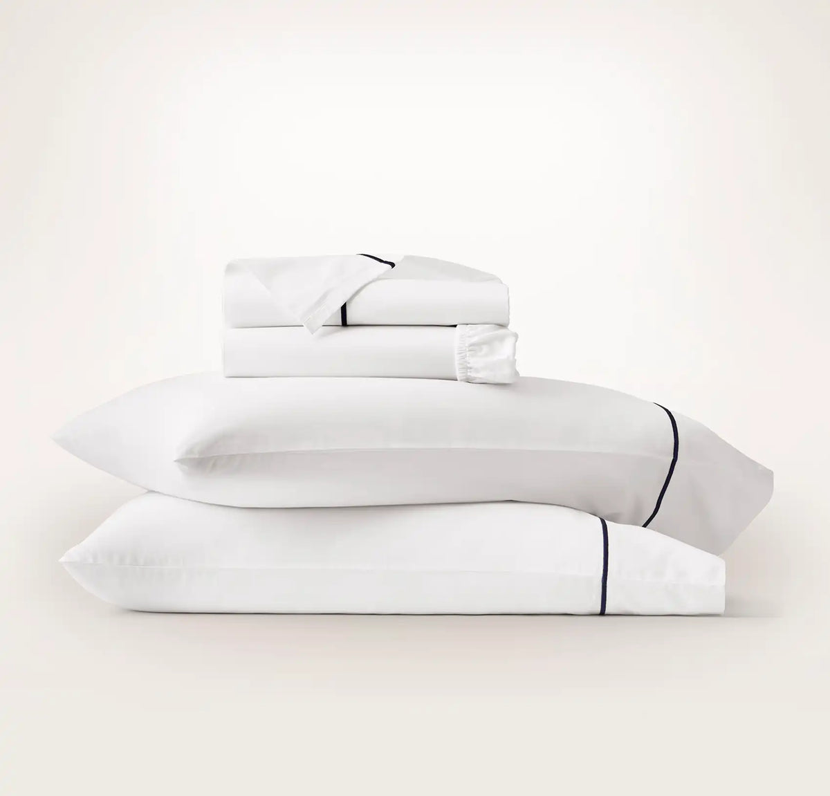 Signature Embellished Sheet Set - White/Coastal Navy Embroidered