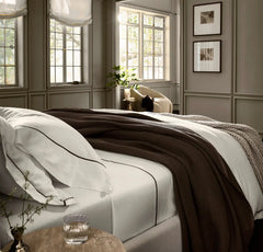 Signature Embellished Pillowcase Set - White/Deep Walnut Embroidered