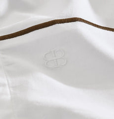 Signature Embellished Pillowcase Set - White/Deep Walnut Embroidered