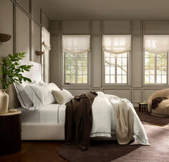 Signature Embellished Pillowcase Set - White/Deep Walnut Embroidered