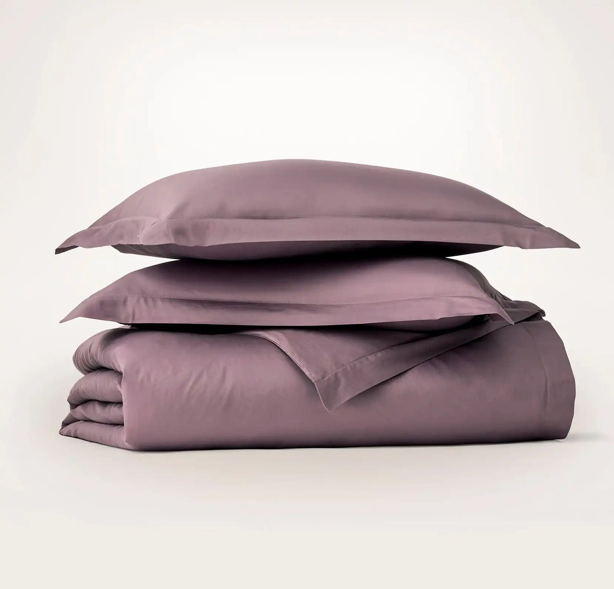 Signature Hemmed Duvet Set - Plum