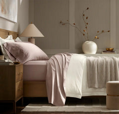 Percale Hemmed Fitted Sheet - Dusty Rose