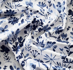 Signature Hemmed Fabric Swatch - Navy Botanical