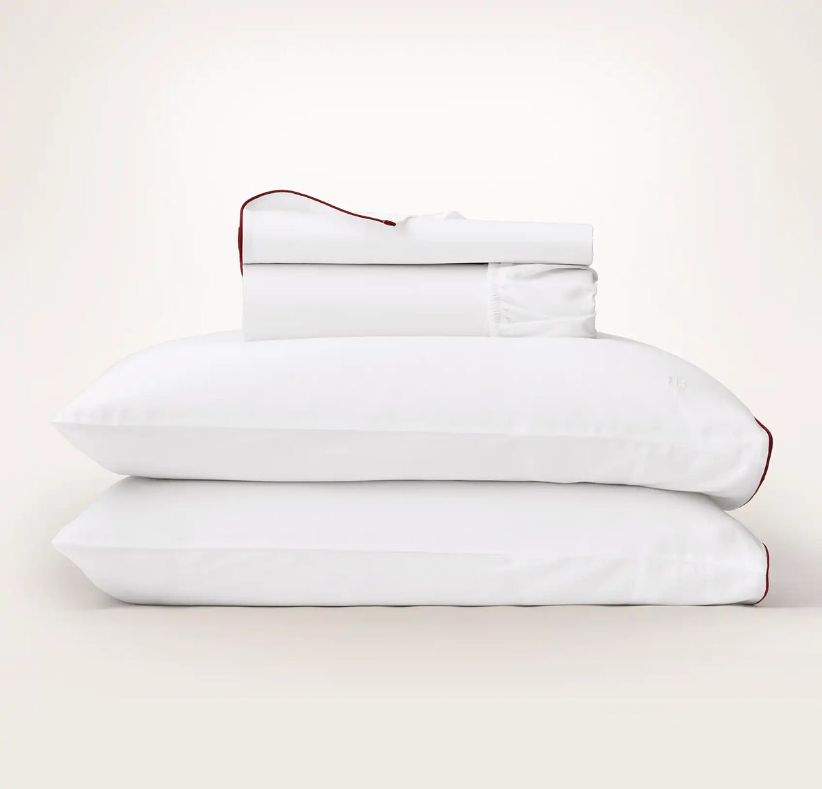 Signature Embellished Sheet Set - White/Holly Piped Edge