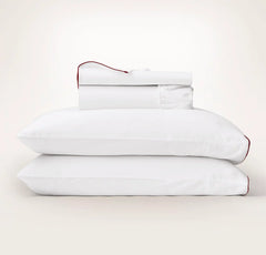 Signature Embellished Sheet Set - White/Holly Piped Edge