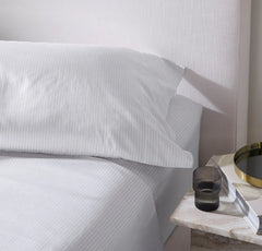 Signature Hemmed Sheet Set - White/Mineral Delicate Stripe