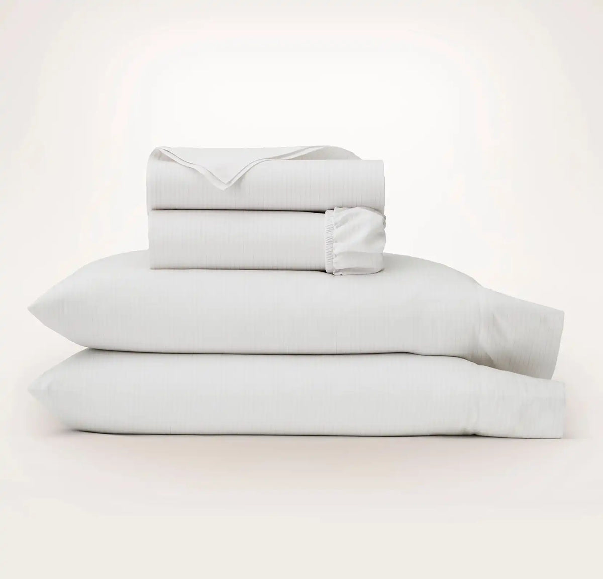 Signature Hemmed Sheet Set - White/Oak Delicate Stripe