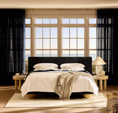 Signature Embellished Duvet Set - White/Coastal Navy Piped Edge