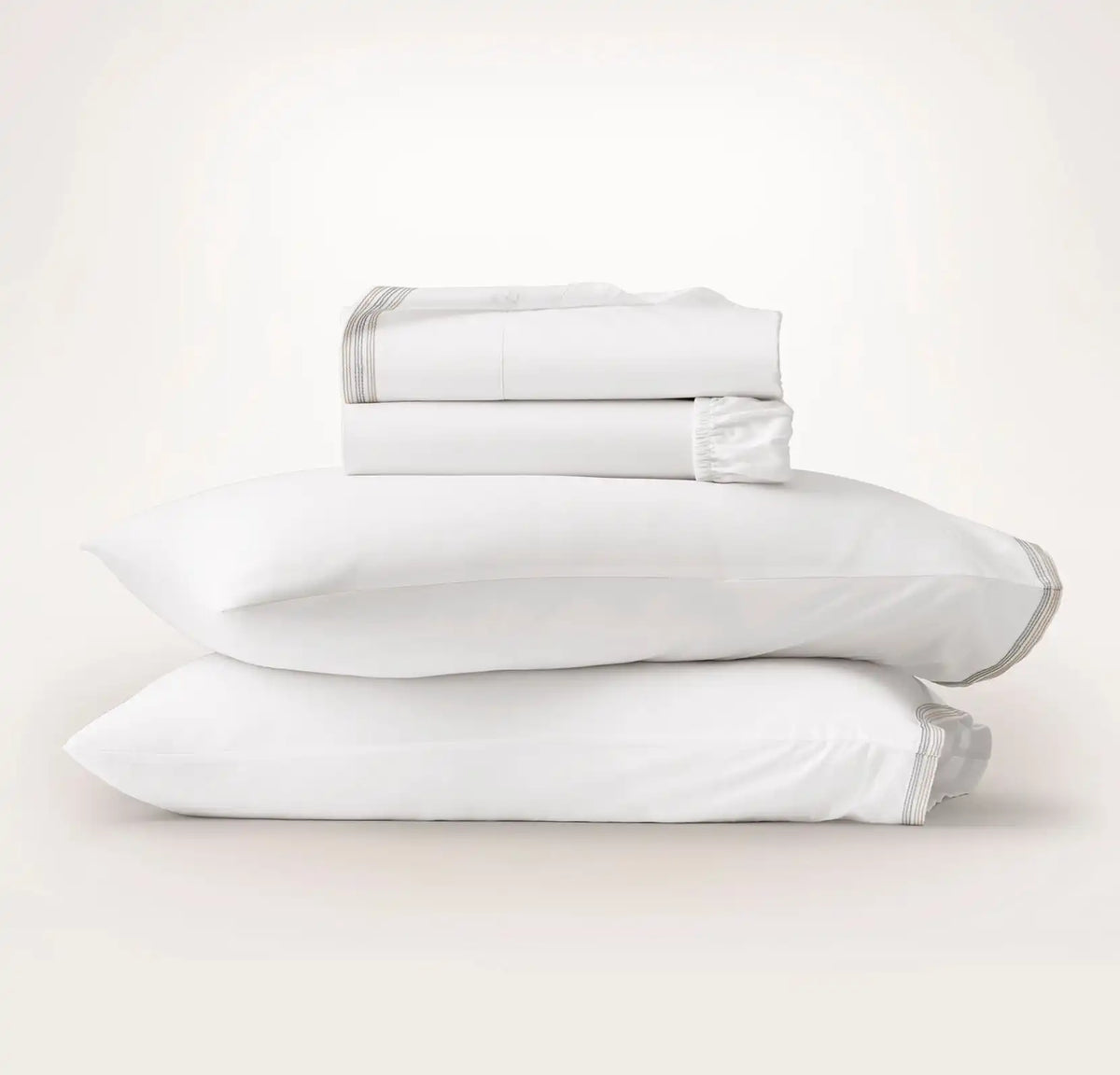 Signature Embellished Sheet Set - White/Shore/Sand Sail Stitch