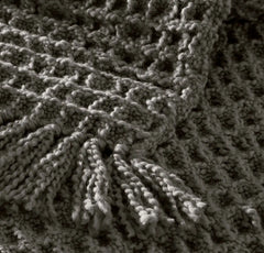 Grand Waffle Merino Wool Throw Blanket - Stone