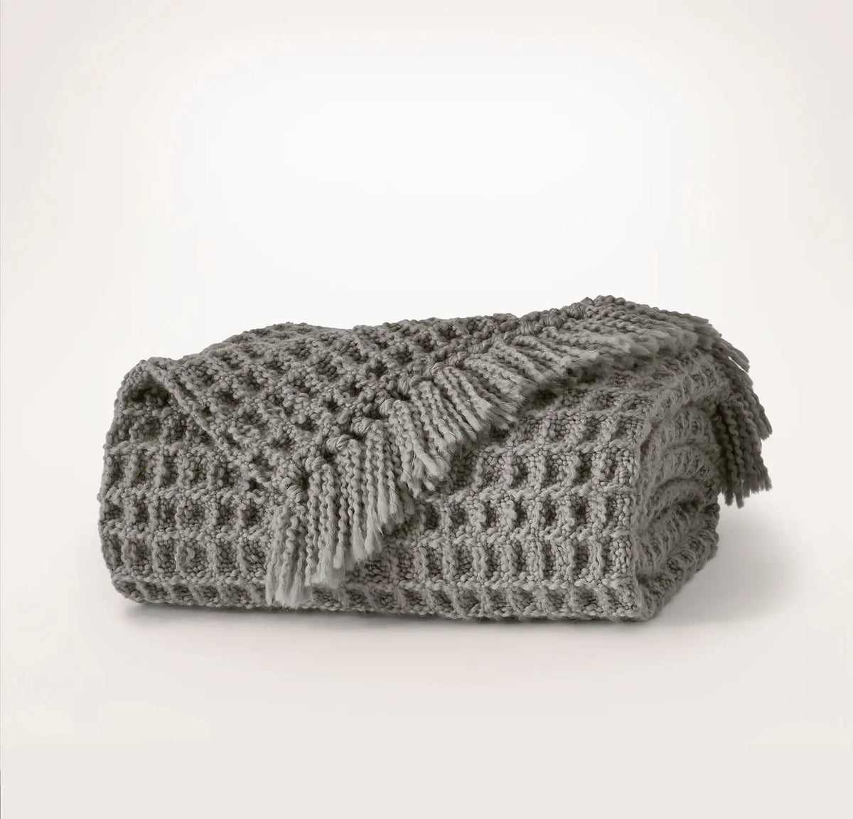 Grand Waffle Merino Wool Throw Blanket - Stone