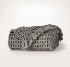 Grand Waffle Merino Wool Throw Blanket - Stone