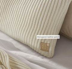 Sunday Knit Pillow Cover - Shore/Heathered Oatmeal