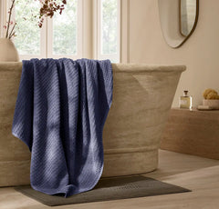 Turkish Waffle Bath Sheet - Coastal Navy