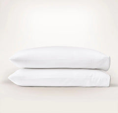 Percale Embellished Pillowcase Set - White/Pewter Piped Edge