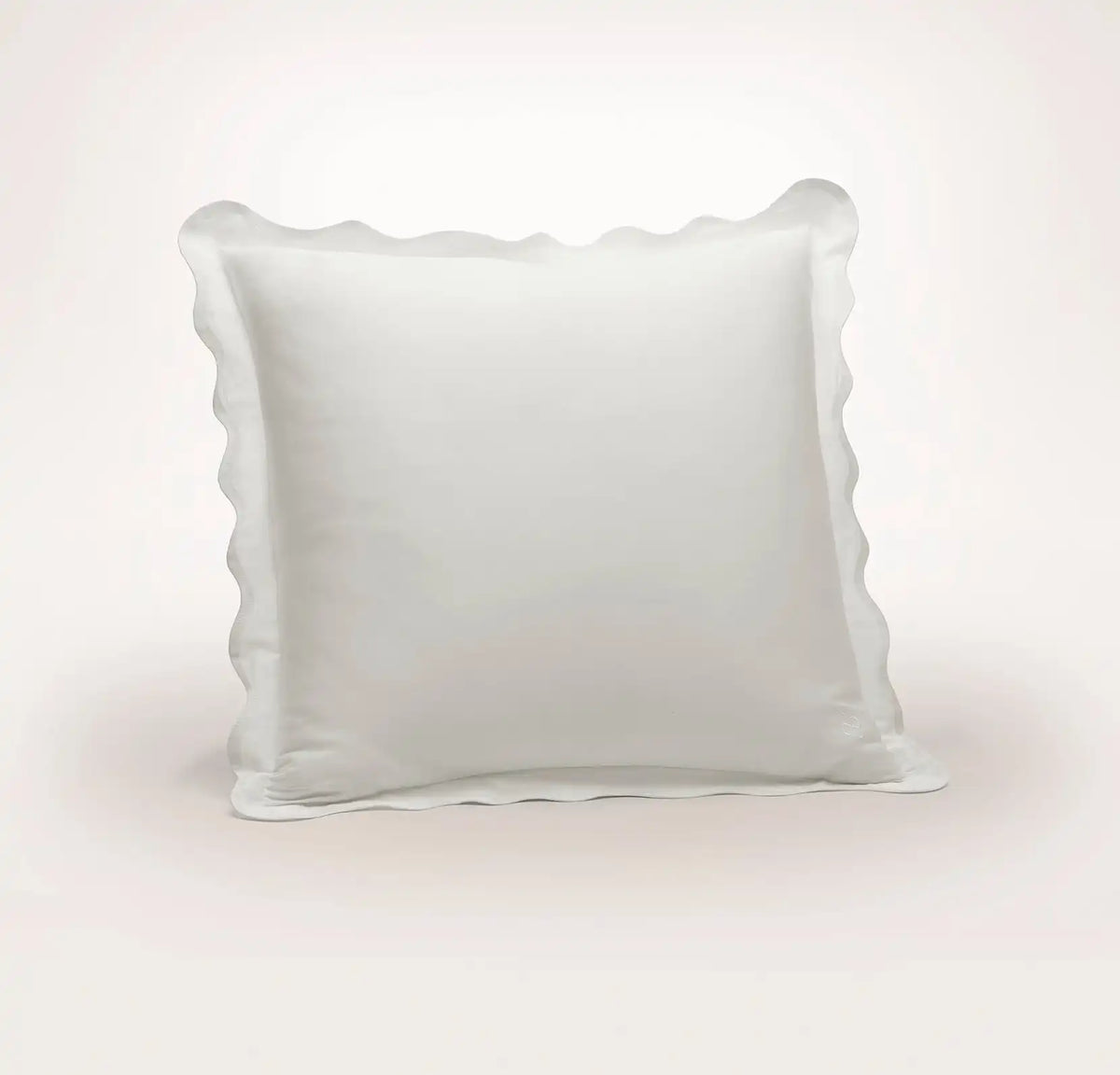 Percale Embellished Sham - White/White Curved Edge