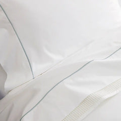 Percale Embellished Pillowcase Set - White/Shore Embroidered