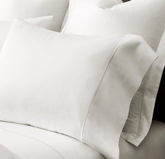 Percale Embellished Pillowcase Set - White/White Embroidered